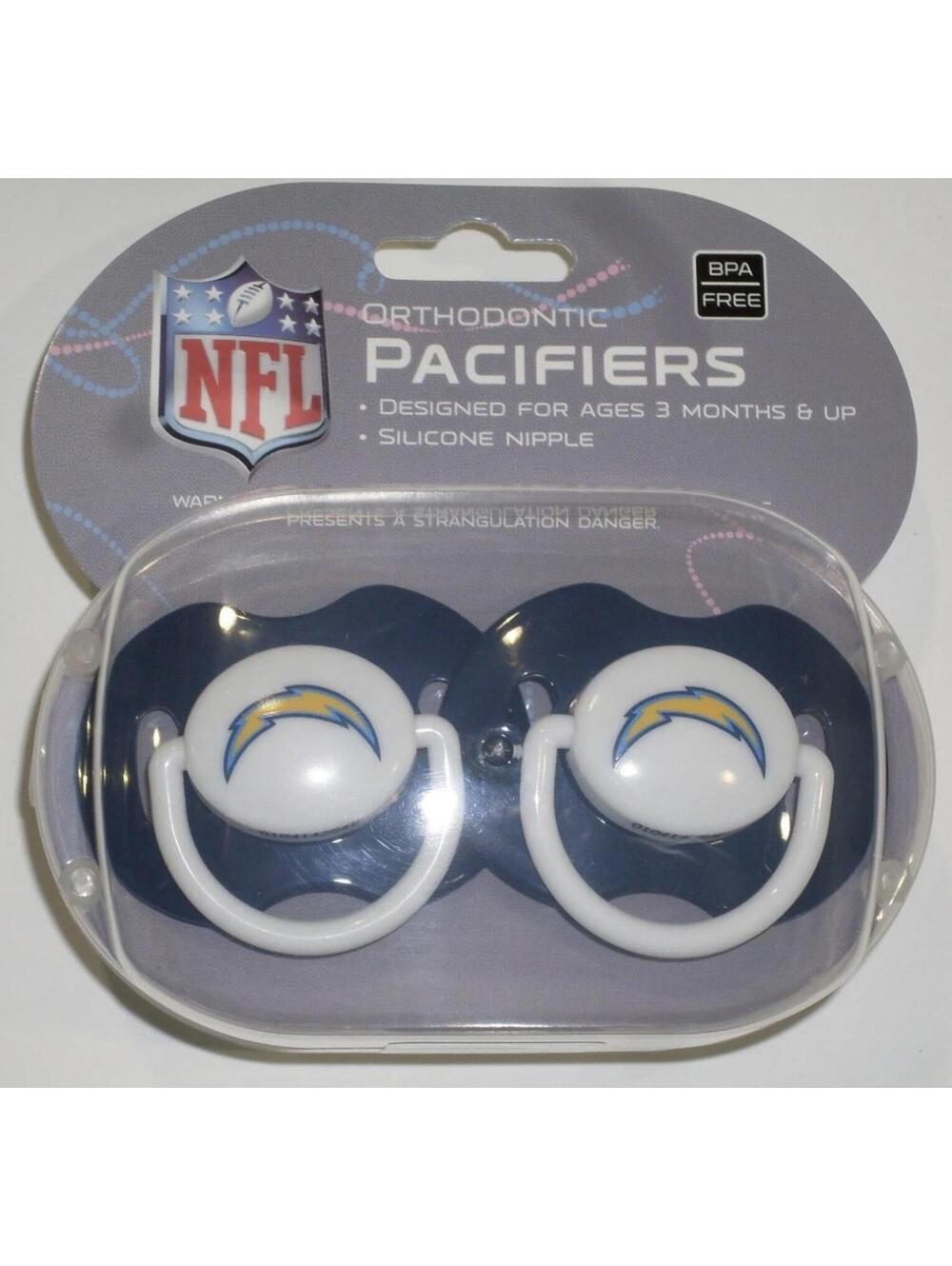 NFL Los Angeles Chargers Pacifier set of 2 Solid Color w/Case by baby fanatic